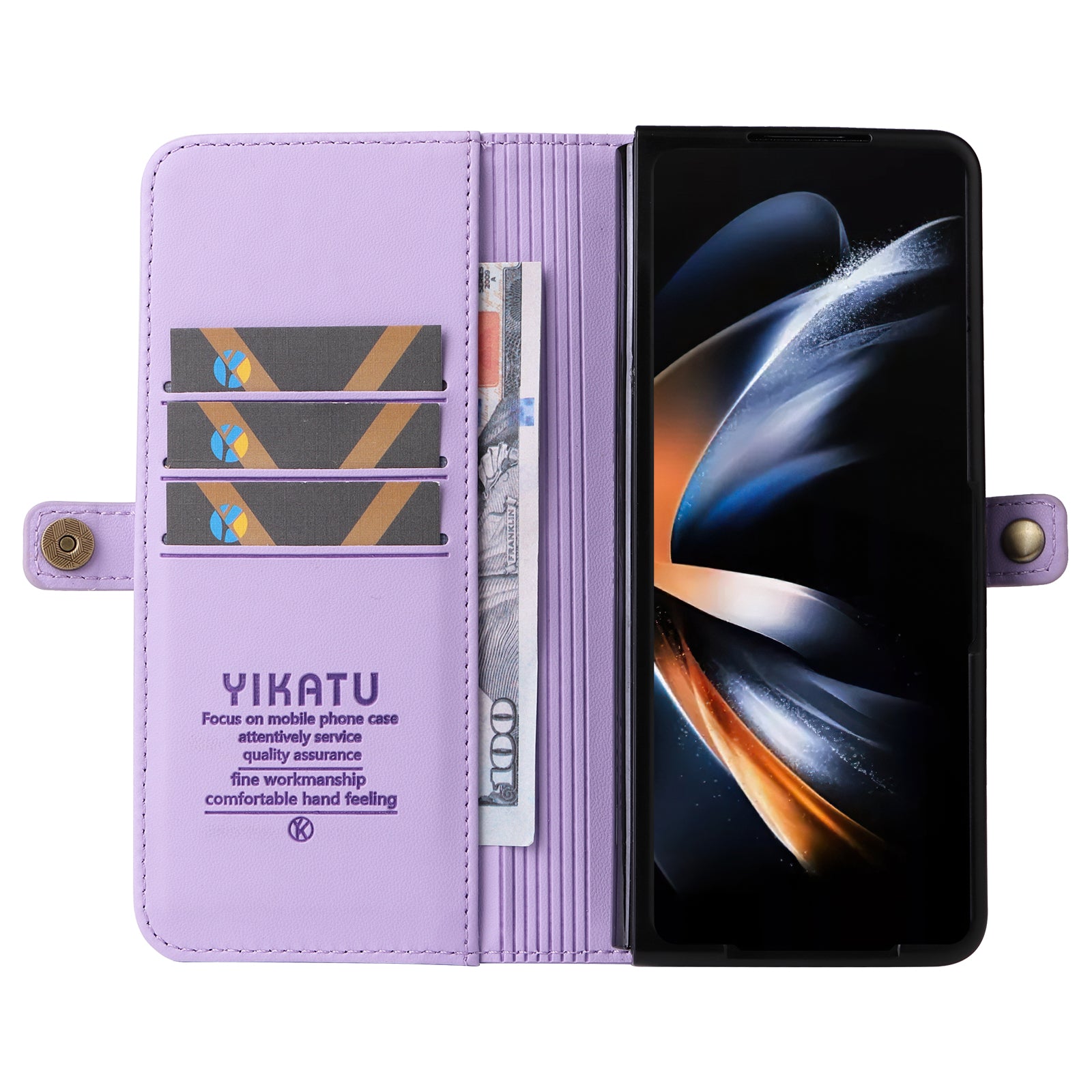 YIKATU YK- 001 for Samsung Galaxy Z Fold6 5G Case PU Leather Strong Magnetic Flip hone Cover - Light Purple YIKATU YK- 001 for Samsung Galaxy Z Fold6 5G Case PU Leather Strong Magnetic Flip hone Cover - Light Purple